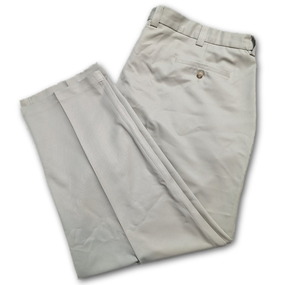 Oak Hill Mens Khaki Pleated Dress Pants Big & Tall Relaxed Fit 49x31 Woven